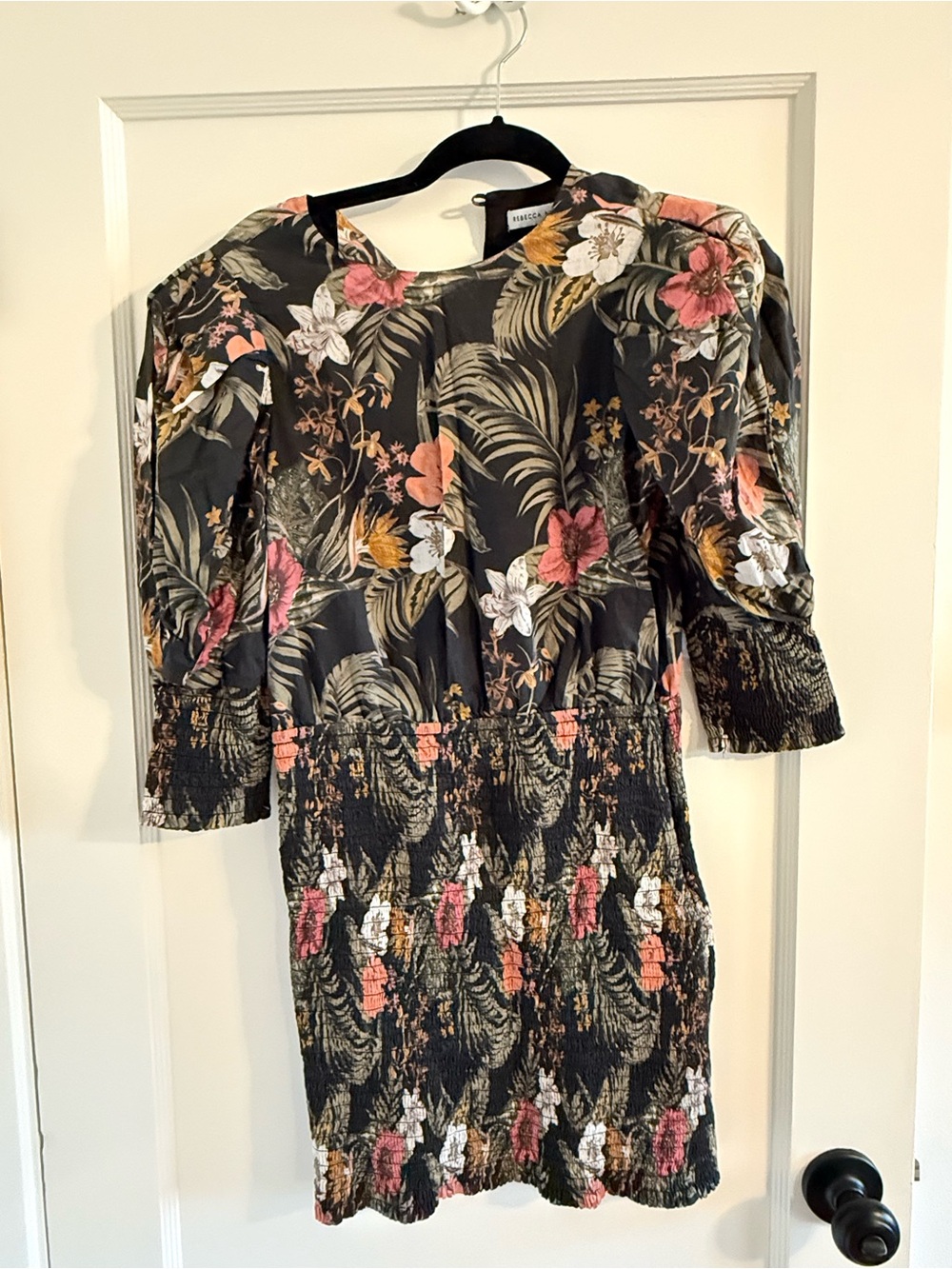 Rebecca Minkoff Black Tropical Floral Mini Dress